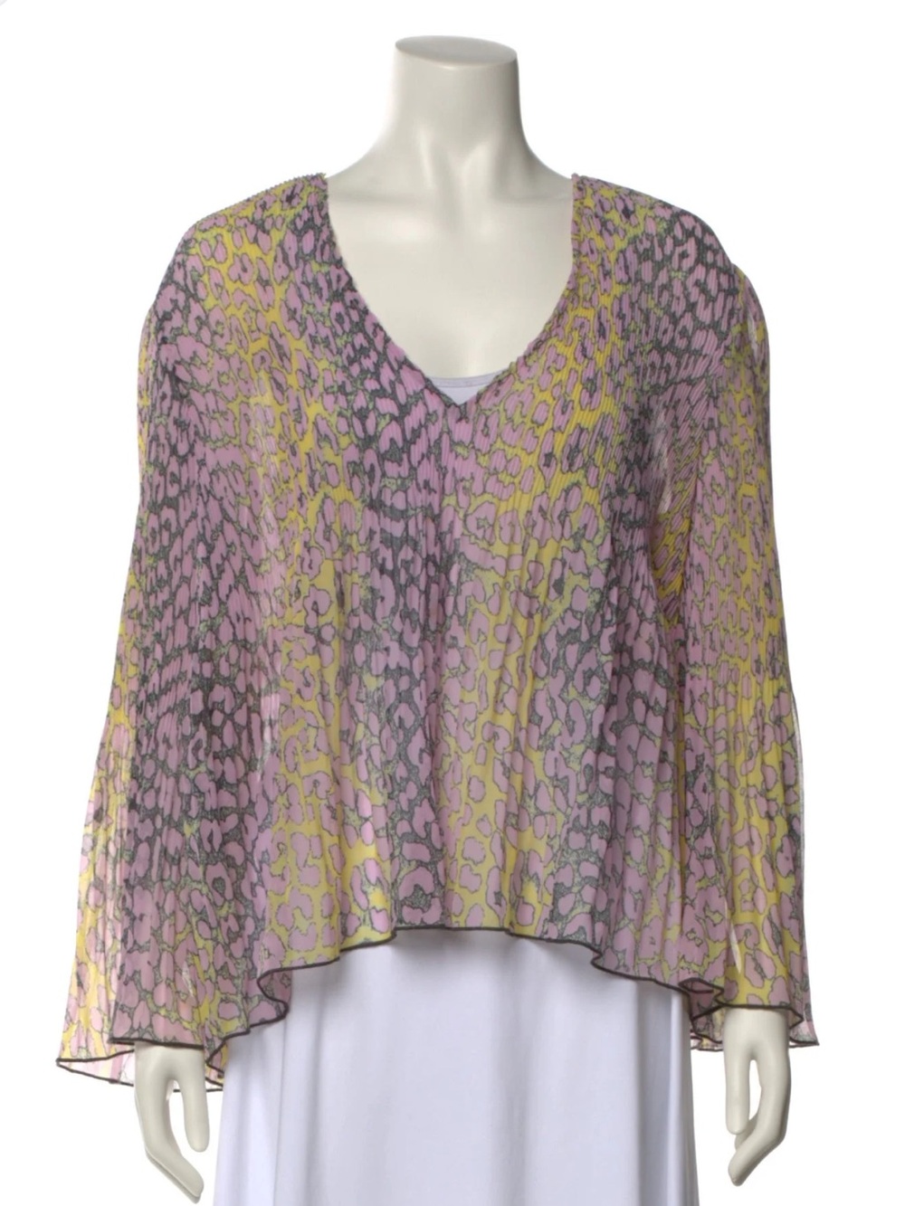 GANNI Leopard Pleated Blouse